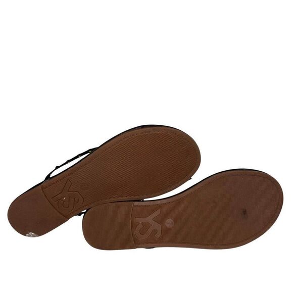 Yosi Samra YS Roee Tonal Stud Sandals 7 Black Leather Thong Flip Flop Cushioned - Picture 9 of 9